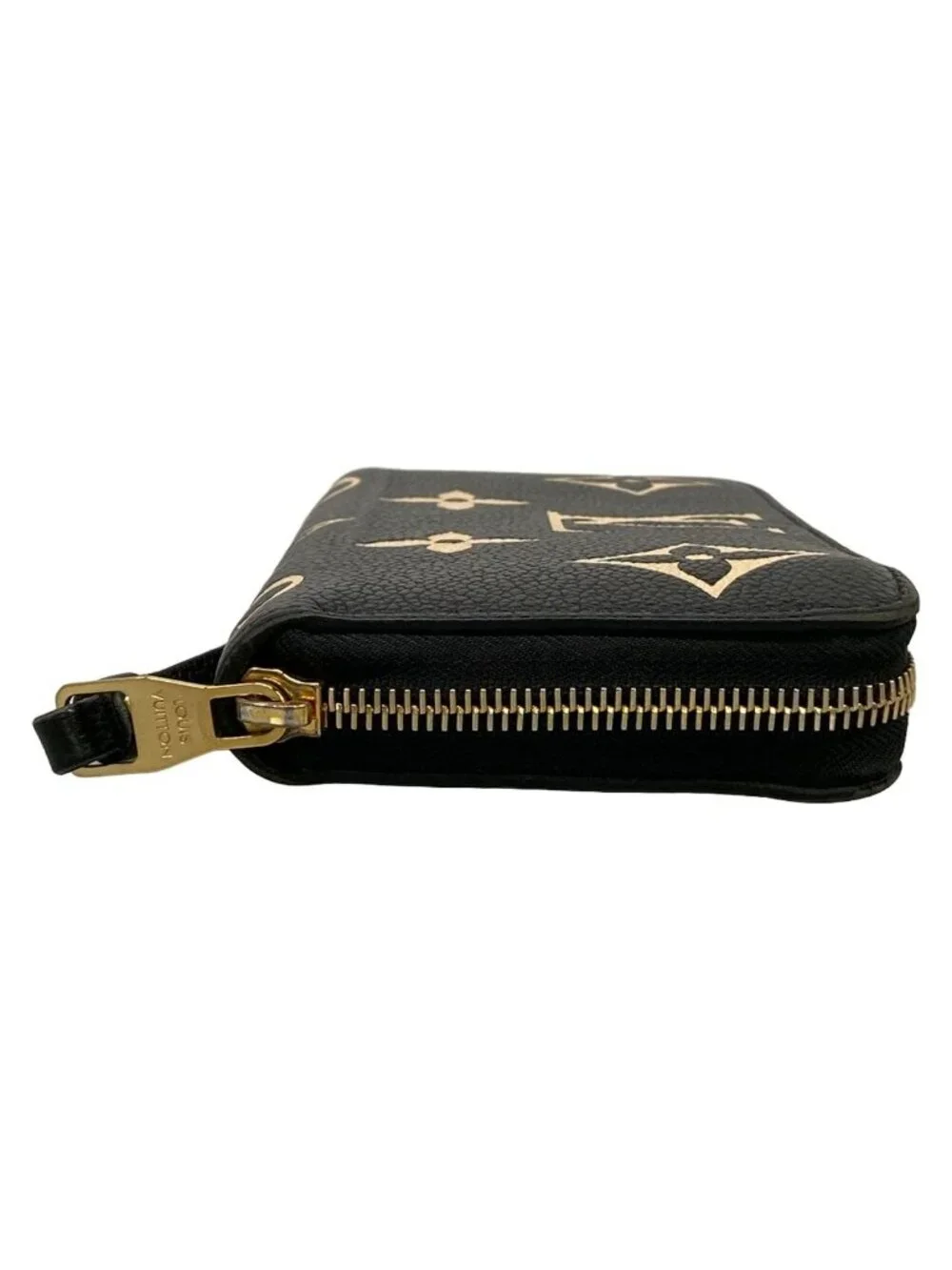 Louis Vuitton Wallet Bicolor Monogram Empreinte Zippy Black Beige Leather
